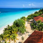 Aerial view of 7-mile beach in Negril, Jamaica. Drone shot by Tyler Fox